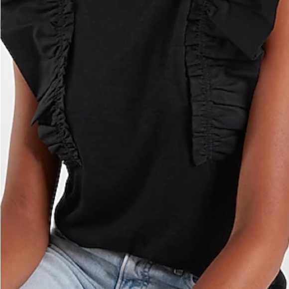 Express black Ruffled shoulders tee - Picture 4 of 4